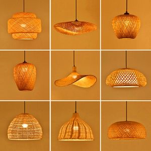 Lámpara colgante de ratán con forma ovalada, iluminación LED para el hogar, sala de té, restaurante, pantalla decorativa, accesorio de techo tejido de bambú - Product Image 4