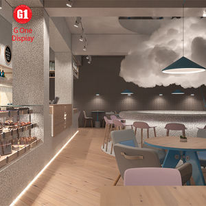 เคาน์เตอร์โชว์ขนมร้านอาหารสมัยใหม่ ร้านเบเกอรี่ ทำจากไม้และกระจกเป็นมิตรกับสิ่งแวดล้อม ปรับแต่งขนาด/สีได้ ดีไซน์คุณภาพสูง - Product Image 5