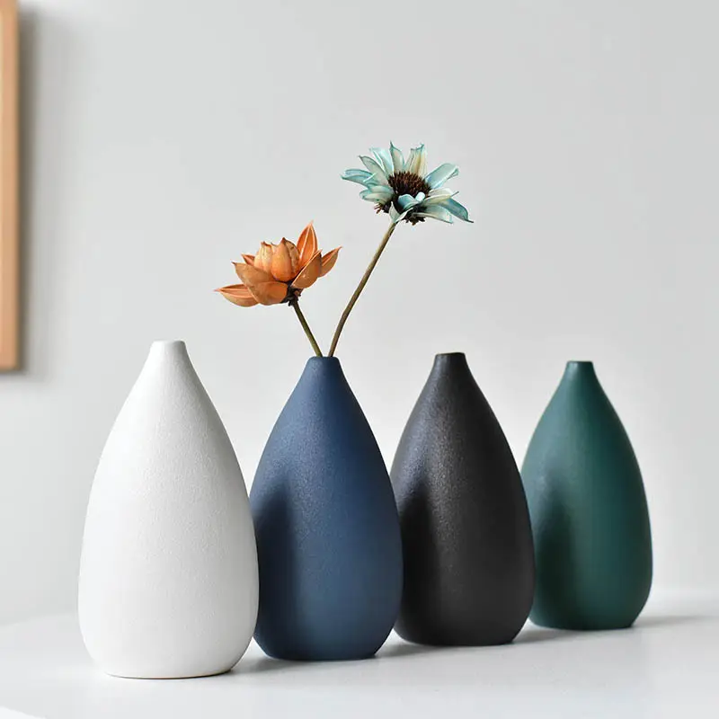 Benutzer definiertes Logo Traditioneller Stil Morandi Farbe matt matt Modell Zimmer getrocknete Blumen Nordische Art kleine Keramik vase