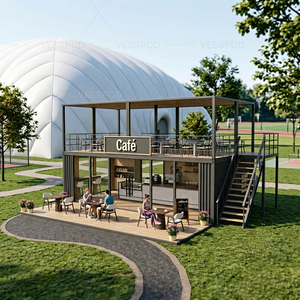 Café mobile préfabriqué de 30 pieds pour stade, restaurant conteneur à double étage, café - Product Image 1