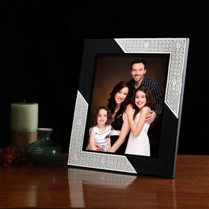 Wood and Silver Plated Photo <b>Frame</b> Premium Decorative Picture <b>Frame</b> for Family Portraits Wedding Memories Anniversary Gifts - Product Image 1