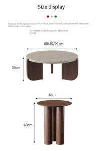 Tavolino da Caffè Rotondo in <span class=keywords><strong>Legno</strong></span> Massello, Tavolino in <span class=keywords><strong>Legno</strong></span> per Soggiorno, Tavolino Nero, Tavolino in Marmo - Product Image 6