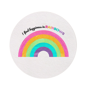 Xieli Vietnam Portabicchieri Rotondi in Carta Usa e Getta Personalizzati con Motivo Arcobaleno 'Trovo la Felicità nell'Arcobaleno' - Product Image 1