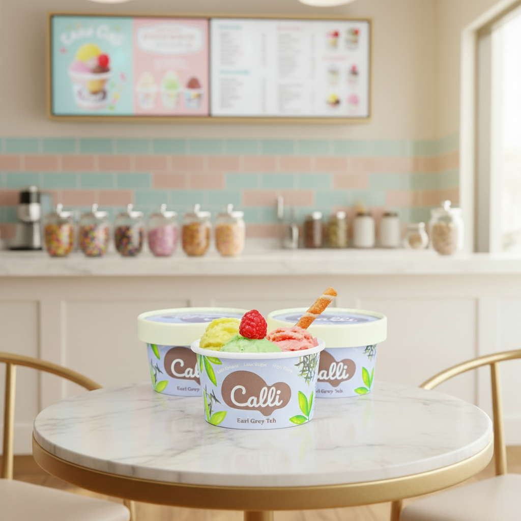ZJPACK High Quality Biodegradable Recyclable Custom Logo Ice Cream Cups Wholesale Paper Cups Dessert Packaging Containers