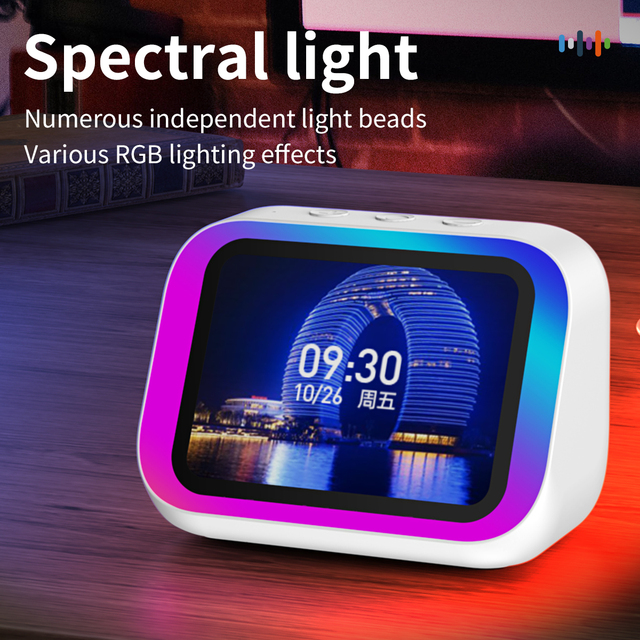 TF26 Pro Smart Speaker with Screen for 5.4 Rechargeable Battery RGB LED Light Touch Screen for AI Assistant Alarm Clock