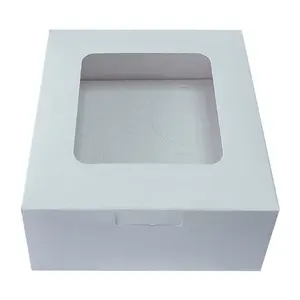 10x10x5 케이크 상자 지원 주문을 받아서 만들어진 엄밀한 상자 광택지 색깔 로고 독창성 부피에 있는 백색 브라운 마분지 케이크 상자