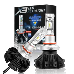 Auto Lighting System 50W 12000lm 3000K 6500K 8000K Fanless Canbus Headlamp Bulbs Led X3 H11 Auto H4 Car LED Headlight H7