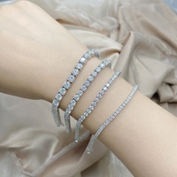 Bracelet en pierres naturelles pour le Tennis, bijou Style Hiphop, momanite, Tennis, disponible en argent 925, 2mm, 3mm, 4mm, 5mm