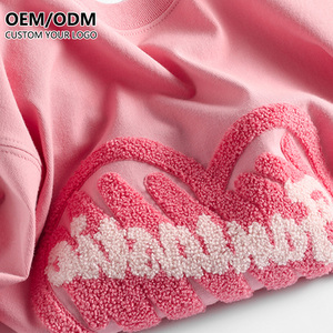 T-shirt personnalisé brodé en chenille, t-shirt en coton lourd brodé, t-shirt 100 % coton - Product Image 1