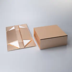 oro de cartón pequeño Suppliers-Caja de regalo magnética plegable para el cuidado del cuerpo, cartón rosa dorado, 20x18x8cm