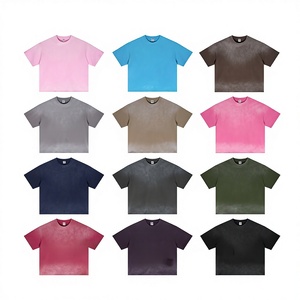 Camiseta de manga corta BE para hombre, estilo americano, lavada y desgastada, corte holgado, con efecto pulverizado, 280g, algodón, colección verano 2026 - Product Image 1