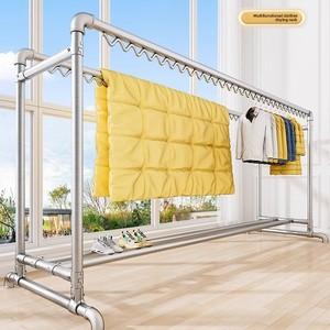 Séchoir à linge sur pied en acier carbone robuste, structure antidérapante pour <span class=keywords><strong>balcon</strong></span> intérieur et buanderie - Product Image 2