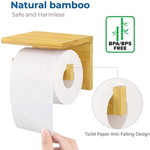 Portarotolo di <span class=keywords><strong>Carta</strong></span> <span class=keywords><strong>Igienica</strong></span> in Bambù Naturale di Lusso con Ripiano per Salviette Umidificate per Telefoni Cellulari - Product Image 2