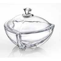 Tazón de Cristal Transparente con Tapa, Modelo 1075CJbx Celtic Med, con Base, Forma Triangular Curva, para Ensaladas