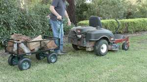 Chariot de jardin à quatre roues en métal robuste, chariot utilitaire pliable, benne à ordures, outils de jardin, OEM personnalisable - Product Image 4