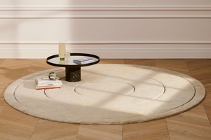 Tapis d'intérieur en laine et soie noué à la main de style marocain, motif géométrique moderne, tapis à poils moyens pour la décoration intérieure contemporaine - Product Image 3