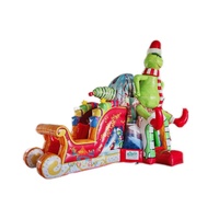Château gonflable commercial WINWAY de Noël avec toboggan, structure de saut en PVC 0,55 mm, portable pour location extérieure