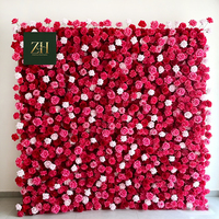 Panneaux muraux en fleurs de rose rouge 3D haute densité, toile de fond florale artificielle pour mariage, fête de la Saint-Valentin, décoration de photomaton