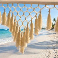 Parasol de plage à poteau en fer avec pompon torsadé et tissu en polyester imprimé sur mesure pour jardins et patios