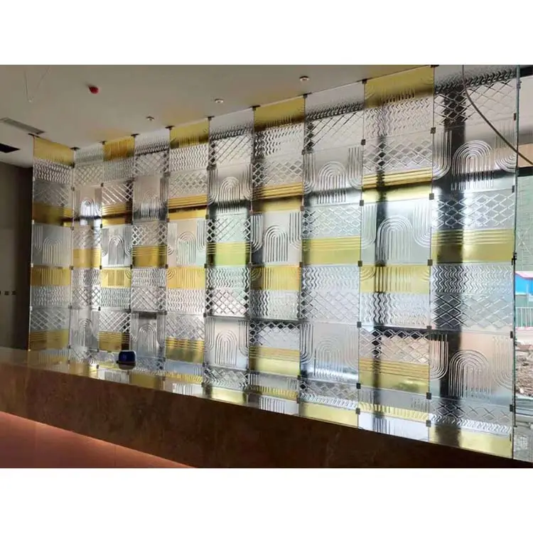 カラーテクスチャ装飾ガラス安全キルン成形強化キャストガラスシートパーティションウォールアートホテル用ホットメルトガラス