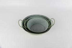 Plantes galvanisées, pots succulents à la <span class=keywords><strong>vanille</strong></span>, pots de jardin avec métal à motifs Trois ensembles de réservoir de stock vert rond galvanisé - Product Image 2