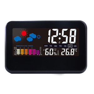 Station météo numérique de bureau, horloge d'alarme LCD en plastique, calendrier, température intérieure, humidité, commande vocale, rétroéclairage, chambre de bébé - Product Image 3