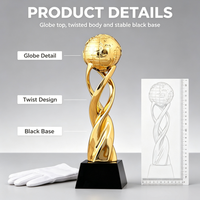 Trophée Globe d'Or Personnalisé Écologique pour Cadeau d'Entreprise, Poli, Imprimé UV, Gravé, pour Distribution en Gros