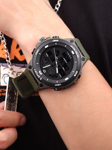 Montre numérique de sport TOMI T215 en gros, affichage LED, design simple, chronomètre, bracelet en cuir, date automatique, usage quotidien, montre-bracelet pour hommes - Product Image 4