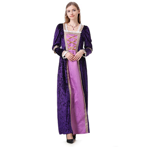 Robe de Renaissance élégante pour femme, manches longues, velours violet, costume de jeu de rôle, cosplay, tenue de scène, printemps 2025 - Product Image 4