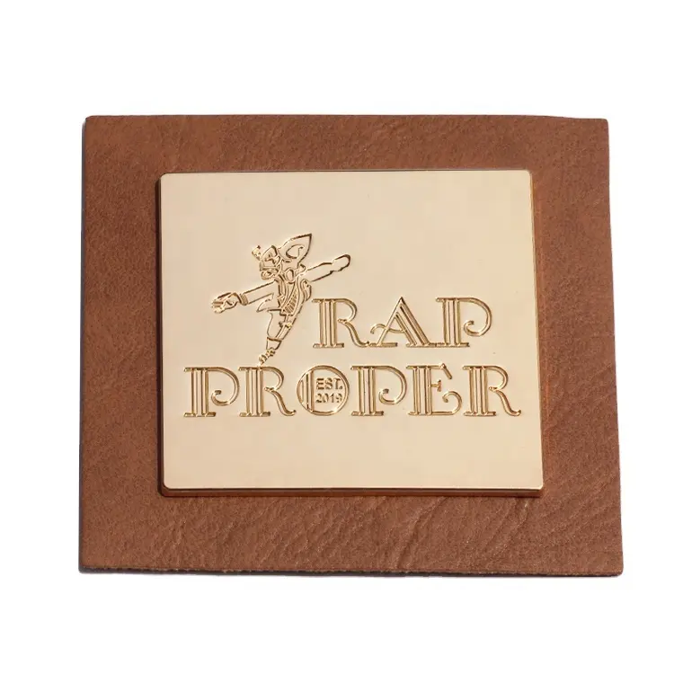 Hochwertige Taschen quadratischer goldener Buchstaben patch, der individuell gestempelte Logo-Kunstleder-Label-Jeans-Patches herstellt