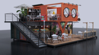 Bâtiment modulaire préfabriqué en conteneur ATLAS, style loft industriel moderne, pour usage résidentiel, agricole et de stockage