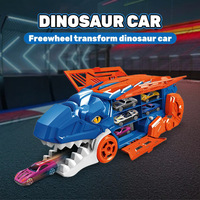 Jouet de voiture en métal allié personnalisé pour enfants, transformable en dinosaure, avec piste de glisse à friction, portable et unisexe