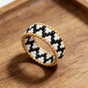 Anillo de Mujer Namayo, Hecho a Mano con Cuentas Miyuki Delica, Chapado en Oro de 14K/18K/22K, Diseño Geométrico Zig-Zag Moderno, Estilo Bohemia - Product Image 6