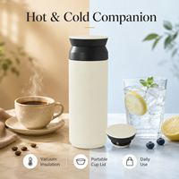 Bouteille d'eau en acier inoxydable à double paroi isolée sous vide, thermos portable pour la maison, le bureau et les activités de plein air, maintient au chaud pendant 6 à 12 heures