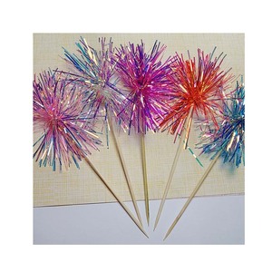 5 pièces/paquet paillettes feux d'artifice bâtons compote décoré en bois coloré signe Dessert fruits gâteau Toppers boisson Cocktail outil fête - Product Image 2