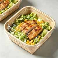 Boîte à lunch en papier kraft biodégradable personnalisable avec logo, formes carrées et rectangulaires pour salades et desserts, vente chaude, directement de l'usine