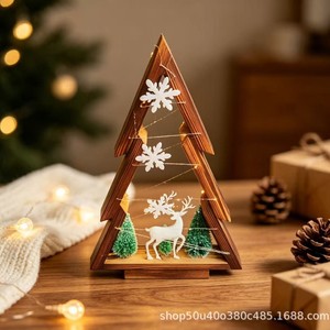 Wooden Christmas <b>Tree</b> <b>Ornament</b> Medium Size Hanging Desk Decoration For Home Holiday Display - Product Image 3
