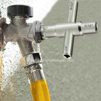 Kunci pas keran air dapat dilepas, kunci silang katup air Multifungsi, kunci pas keran baja 1/4 "9/32" 5/16 "11/32" 4 arah