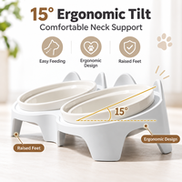 Bol pour chat en céramique portable, étanche, de haute qualité, à motif solide, double, pour l'eau et la nourriture des animaux de compagnie, 3-en-1, surélevé, pour l'intérieur