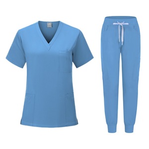 Women V-Neck Scrub Set Lightweight Knitted Moisture Wicking Hospital Uniform Split Set For Medical Workwear - Product Image 3