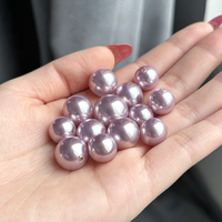 Perles en verre demi-percées couleur lavande, imitation perle, pour la fabrication de bijoux et boucles d'oreilles DIY
