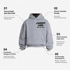 Sweat à capuche gris chiné premium épais avec support pour logo personnalisé et tissu de 300 à 500 GSM pour collections de marques streetwear - Product Image 3