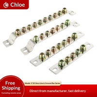 Isolateurs de barres omnibus de terre à 5, 7, 10 trous, bornier de distribution électrique 3*20mm pour salle informatique, barre de terre en laiton pour armoire