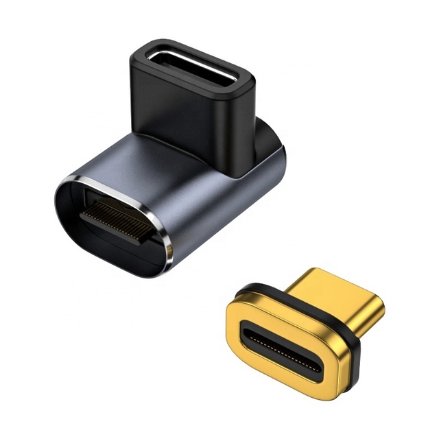 USB C Magnetic Adapter 90 Degree 40Gbps Type-C PD 100W Fast Charging Adapter Connector Type C Male to Female Converter