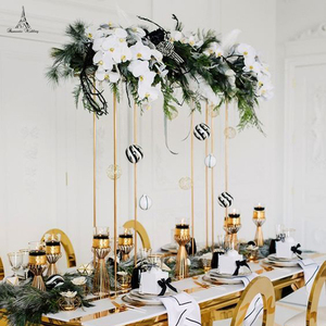Nóng Bán 39 Inch Vàng Kim Loại Flower Đứng Thiết Kế Chậu Hoa Cưới Floral Sắp Xếp Bảng Trung Tâm Trang Trí - Product Image 2