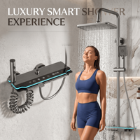 Cabezal de Ducha Profesional de Aleación de Aluminio Cepillado con LED, Monomando, Cerámico, Efecto Cascada Suave, para Hotel, Villa, Baño, Fábrica