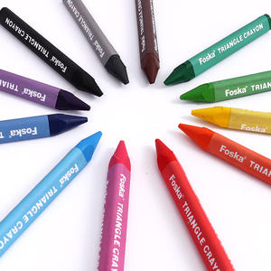Foska 12种不同的鲜艳颜色易于容纳大三角形可洗幼儿蜡笔，适合2-4岁儿童着色 - Product Image 3