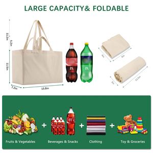 Custom Logo Reusable Grocery Farmers <b>Market</b> Bulk Canvas Shopping <b>Bags</b> for Groceries Beach Tote <b>Bag</b> - Product Image 3