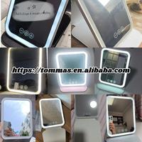 Miroir de Maquillage LED Personnalisé Trois Couleurs, Miroir sur Pied Portable Pliable Éclairé Rechargeable avec Étui en Cuir, pour Retouches sur Bureau 1x