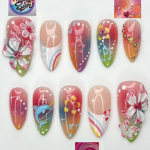Uñas Postizas Almendradas Medianas Personalizadas, Uñas Postizas Francesas en 3D al por Mayor, <span class=keywords><strong>Kit</strong></span> de Uñas Postizas - Product Image 5